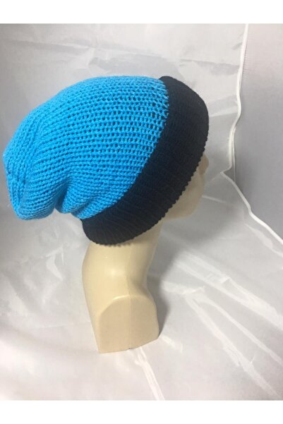 drt tasarım قبعة مزدوجة الطبقات باللون الفيروزي والأسود