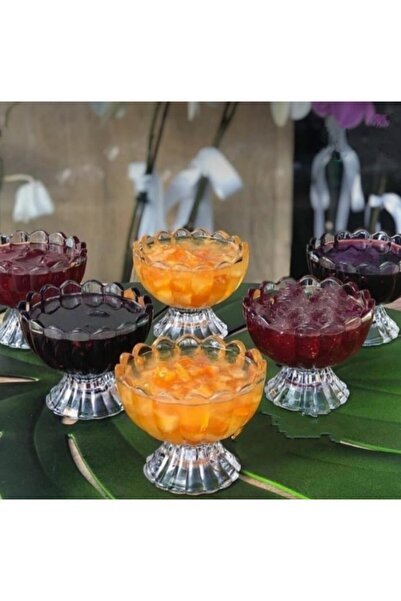 Badelihome 6 Lı Cam Reçellik Ayaklı Sunumluk