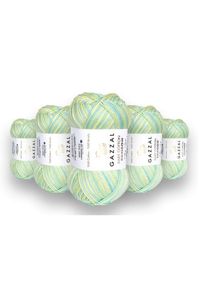 Gazzal Βaby Cotton Rainbow 5 τεμαχίων Amigurumi, Punch Χειροποίητο Νήμα Πλεξίματος 50 γρ (480)