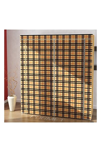 PORMET Çift Yandan Raflı Ekose Bez Dolap Kaliteli