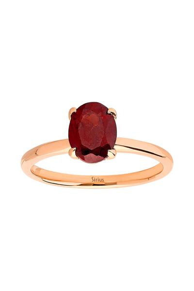 Sirius Pırlanta Oval Kesim Garnet Tektaş Yüzük