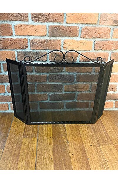 Sandıktan Al Ferforje Desenli Şömine Önü Kanatlı Siperlik , Ferforjeli Siperlik Şömine Aksesuarları