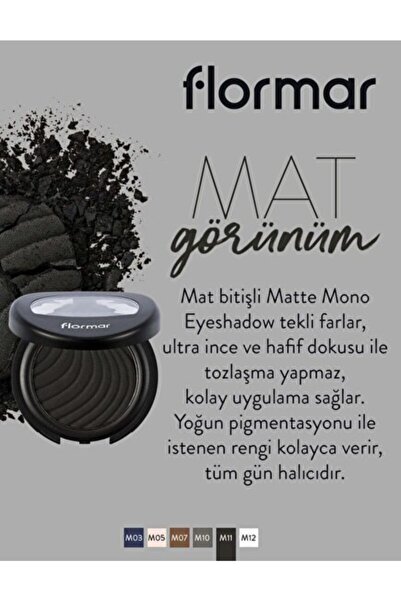 Flormar Mat Göz Farı (SİYAH) - Mono Ces. - 015 Black Mirror - 8682536049436