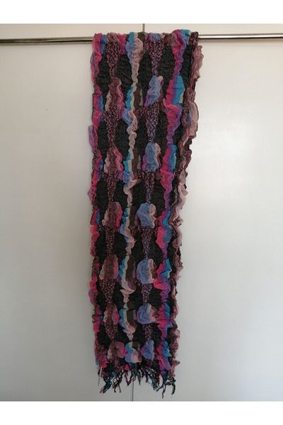 Butik Tülin Unisex Authentic Acrylic Multi-Colored Elastic Ruffled Tassel Shawl
