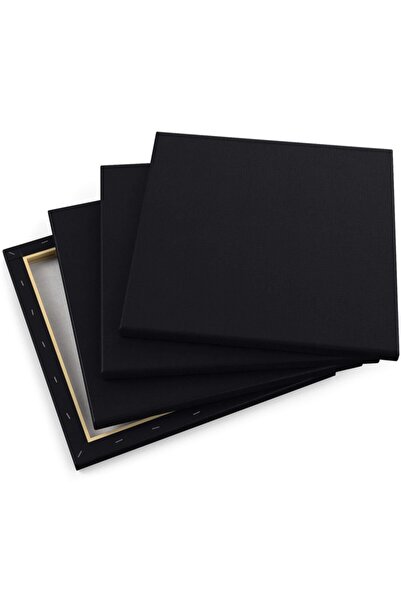 Ezeltuval 100x100 Cm Siyah Tuval Sanatsal Pamuklu Bez 3x4 Duble Şase