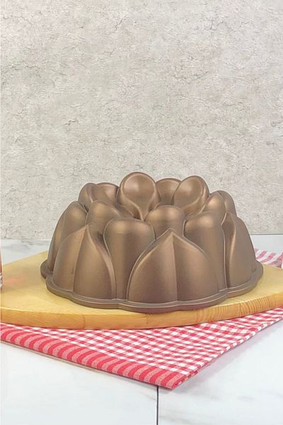 MEŞELER Lisa Granite Cast Magnolia Cake Mold 26 Cm Copper