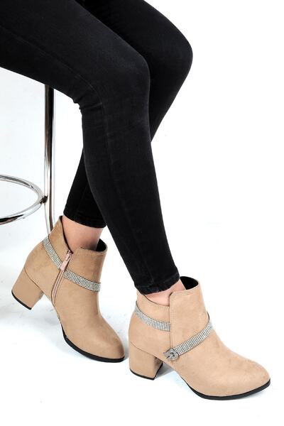 Ayakcenter 21-03 Черни дамски ботуши с ток от велур