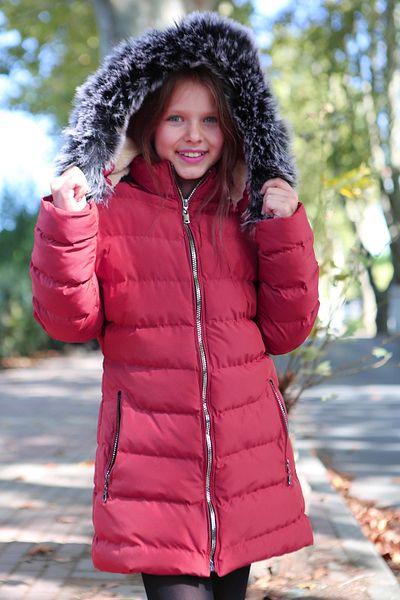 Transacoustic Girl's Plum Extra Soft Filling Silver Zippered Plush Hooded Faux Fur Coat Inside