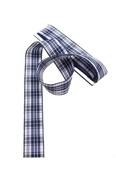 Lora Wedding Χριστουγεννιάτικη κορδέλα 25mm Navy Blue καρό (5 μέτρα)
