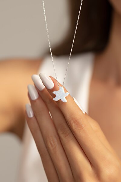 Violansia 925 Ayar Gümüş Opal Taşlı Yıldız Tasarımlı Kolye