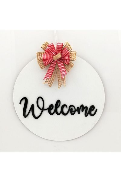 Lora Davet Στολίδι Ξύλινης Πόρτας Welcome 1 Τεμάχιο Λευκό - 54247