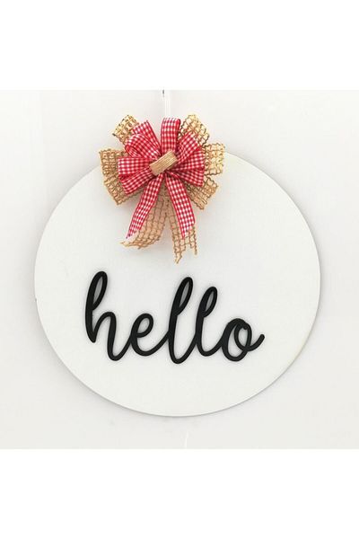 Lora Davet Στολίδι Ξύλινης Πόρτας Hello - Λευκό 54241