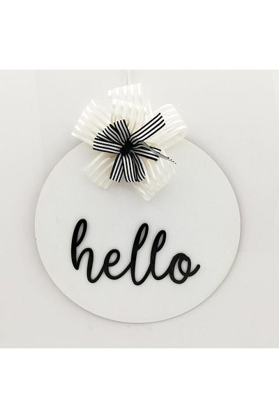 Lora Davet Στολίδι Ξύλινης Πόρτας Hello - Λευκό 54240