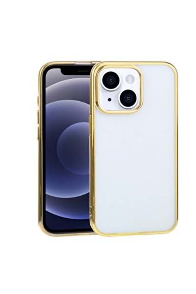 Ally Mobile Iphone 13 Mini 5.4inç Lazer Kaplama Renkli Kenar Şeffaf Kılıf Gold