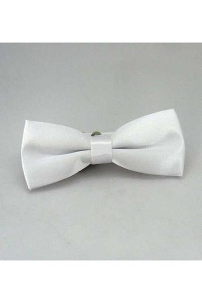 Gaffy Papion Alb Băiat Culoare Solidă Satin - Cp-02