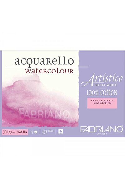 Fabriano Artistico Extra White 300gr - 25 Sheets Water Color Block, 12.5x18cm