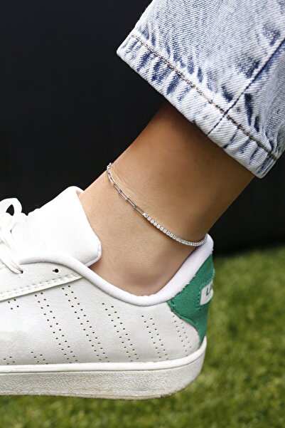 Lia Berto Yarı 2mm Su Yolu Yarı Ataş Zincirli 925 Ayar Gümüş Halhal