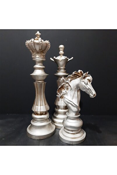 FLOO HOME 3'lü Satranç Seti Heykeli Dekoratif Biblo Dev Boy