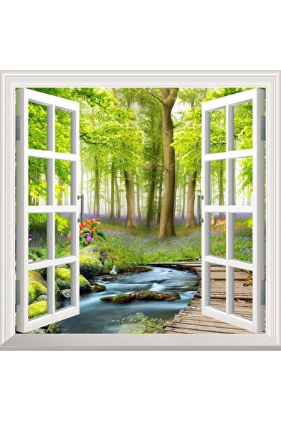 StickerArt Pencere Poster Duvar Kağıdı Doğa Orman Yapışkanlı Sticker
