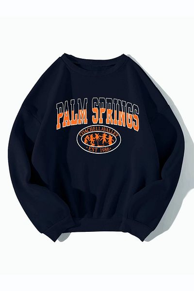 LAPS Women's Navy Blue Palm Springs Oversize Sweatshirt