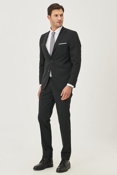 ALTINYILDIZ CLASSICS Men's Black Extra Slim Fit Slim Fit Black Sports Suit