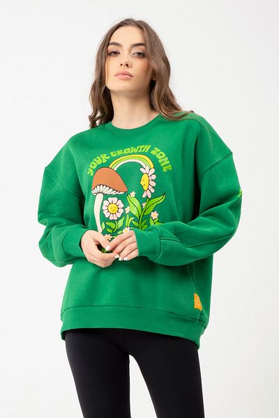 Eazy Co Φούτερ Eazy Growth Zone Oversize Unisex με πράσινο λαιμόκοψη