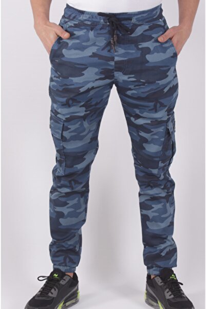 BLACK STEEL Slim Fit,bel Ve Paça Lastikli,kargo Cepli Kamuflaj Desen Pantolon-91000