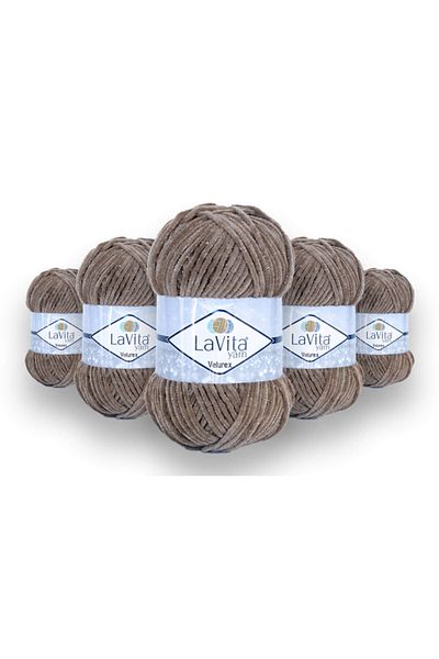 LaVita Yarn Прежда Velurex Baby Glitter, 5 броя, кадифени амигуруми, за ръчно плетене, прежда Taka (1039 - камила)