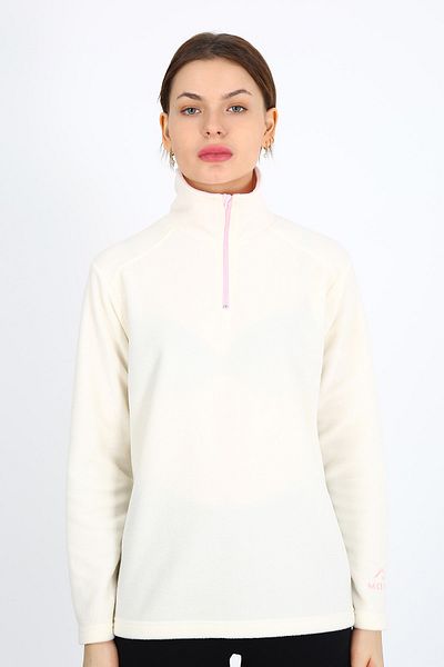 ModaCanel Monel Outdoor Half Zippered Ecru Collar Pink Fleece