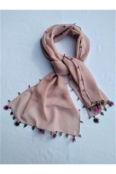 Bircan Hediyelik Koyu Pudra Krep Iğne Oyası Fular