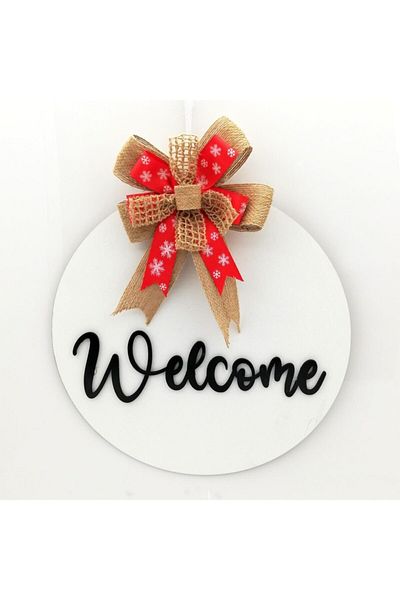 Lora Davet Στολίδι Ξύλινης Πόρτας Welcome White 54251