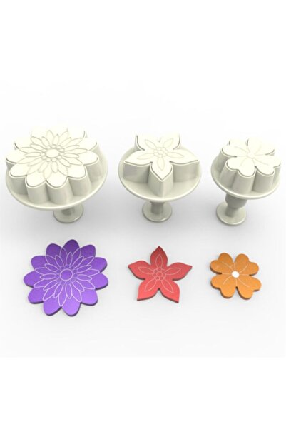 Generic Brand Set de 3 flori de apăsat Kopat din silicon, alb standard