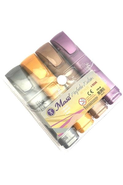 Masis 4-Piece Metallic Highlighter + 12-Piece Double-Ended Pen