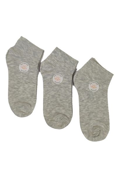 AXE SPORTSWEAR Women's Gray 3-Piece Cotton Combed Cotton Booties Socks