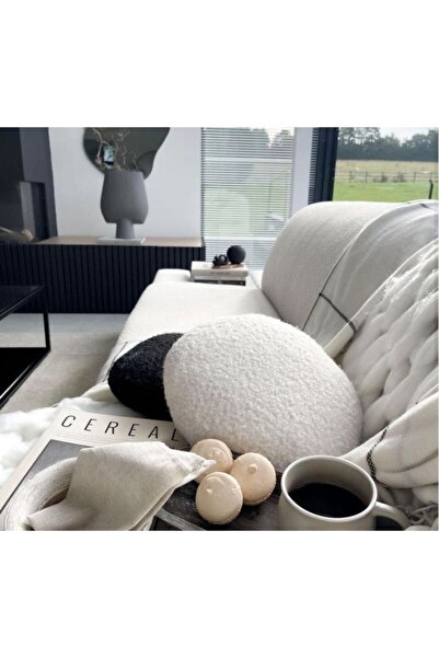 sevaradekor تيدي بوكليت غطاء وسادة دائري أبيض