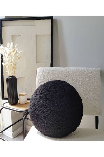 sevaradekor Husa de perna rotunda Teddy Buklet Neagra