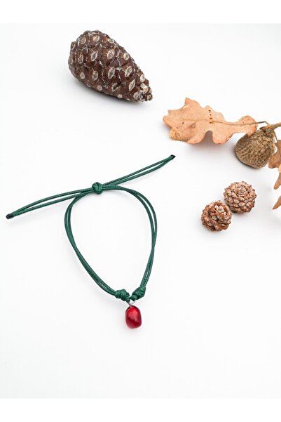 camADA Murano Nar Tanesi Yeşil Ip Bileklik