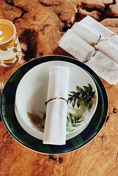 Emtory Home Σετ 6 χαρτοπετσέτες παρουσίασης σερβιρίσματος από λευκό βαμβακερό...