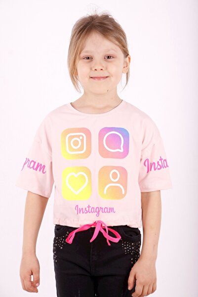 Toontoy Κορίτσι - Instagram με τύπωμα Crop T-Shirt