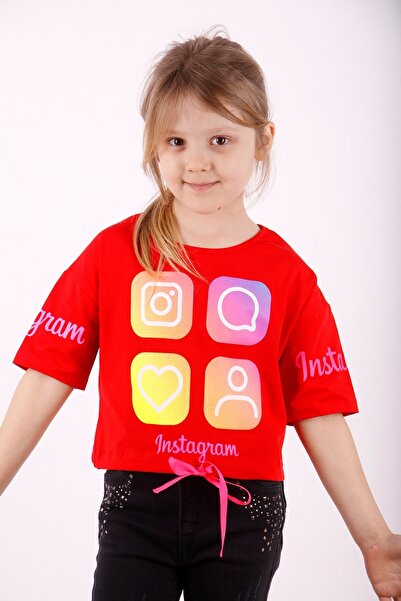 Toontoy Κορίτσι - Instagram με τύπωμα Crop T-Shirt
