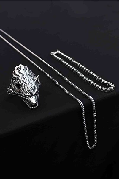 The Collection Kurt Ayarlanabilir Gümüş Kaplama Yüzük Küp Bileklik Ve Kolye Set