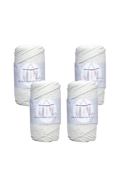 Makromecity Σκάλισμα Macrame Floss 3mm Single Twist Σκάλισμα Makrame Hobby Floss Σετ 4 4 Ecru