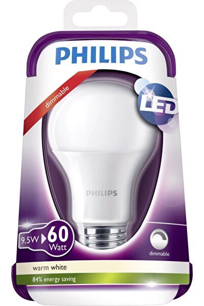 Philips 9,5w=60w Dim Edilebilir Led Ampul E27 Duy (2700K- SARI İŞIK) Dimmable