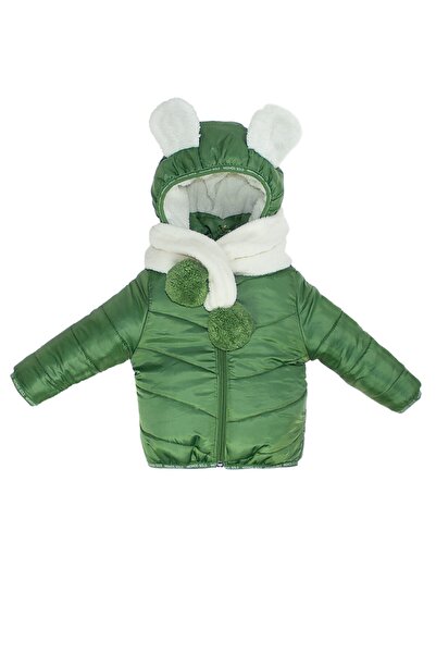 Supriz Sepeti Unisex Çocuk Yeşil Kapüsonlu Mont Içi Welsoft Ve Atkılı