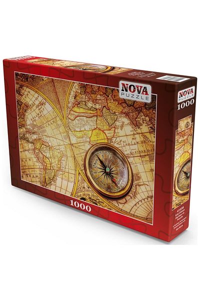 Nova Puzzle Nova 1000 Piece Old World Map and Compass Puzzle Set