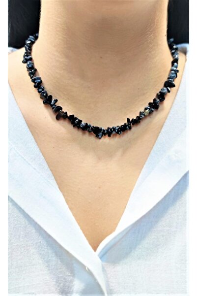 Armis Obsidian Natural Cracked Stone Necklace