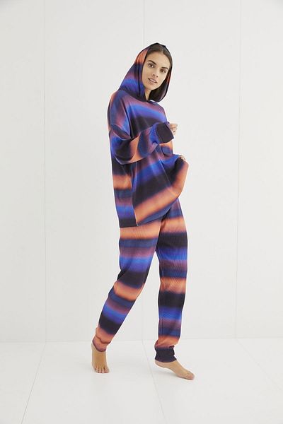 Siyah İnci Patterned Knitted Camisole Hooded Pajama Set