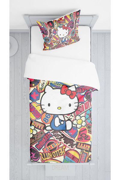 Şen Dekorasyon Colorful Hellokitty Bedspread Pillowcase Set