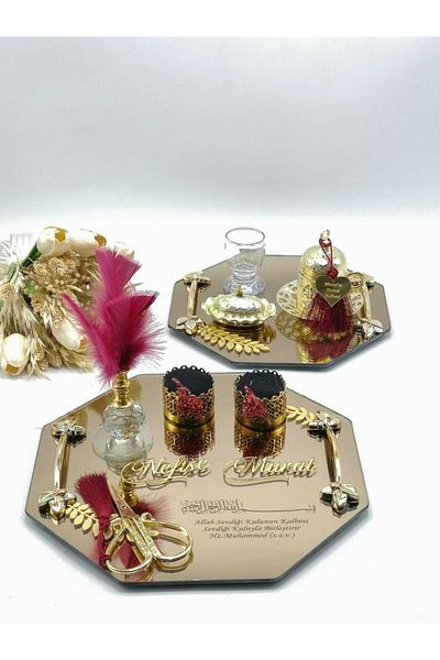 ZEKAAVM 2-Piece Promise Tray Groom's Coffee Engagement Tray