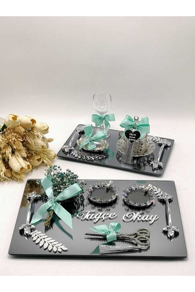 ZEKAAVM 2-Piece Promise Tray Groom's Coffee Engagement Tray